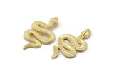Gold Snake Charm, Gold Plated Brass Snake Pendants With 1 Loop, Charms, Findings (39x22x2mm) N1595