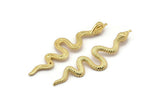 Gold Snake Charm, 2 Gold Plated Brass Snake Pendants With 1 Loop, Charms, Findings (53x13x1.8mm) N1600 H0044
