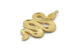 Gold Snake Charm, Gold Plated Brass Snake And Moon Phases Pendant With 1 Loop, Charms, Findings (47x27x3mm) N1605