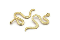 Gold Snake Charm, Gold Plated Brass Snake Pendants With 1 Loop, Findings (53x26x2.3mm) N1574 Q1086