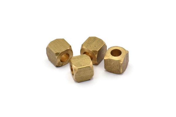Brass Cube Beads, 16 Raw Brass Square Cube Beads (8mm) T001  D0157