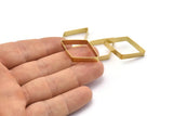 Brass Diamond Charm, 12 Raw Brass Open Diamond Ring Charms (20x32x5x0.6mm) D0140