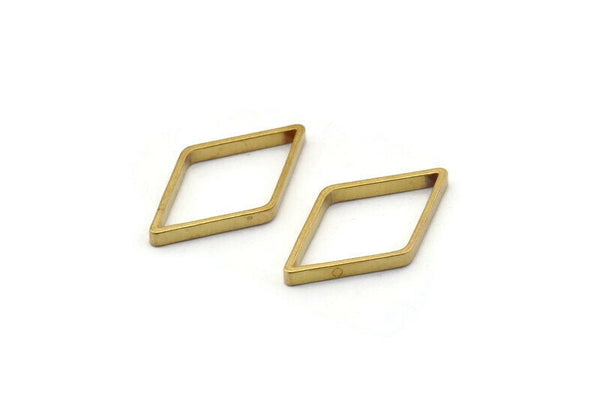 Brass Diamond Charm, 24 Raw Brass Wide Cut Open Diamond Ring Charms (14x24x0.8x2mm) D0139