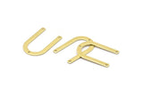 Brass U Shape Charm, 24 Raw Brass U Shaped Charms With 3 Holes (26x17x0.80mm) M02083