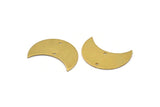 Brass Horn Pendant, 10 Raw Brass Moons With 2 Holes (30x15x0.80mm) D0176