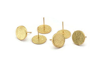 Gold Round Earring, 2 Gold Plated Brass Round Stud Earrings (12x1.5mm) N1594