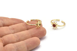 Gold Ring Settings, 2 Gold Plated Brass Sun Ring With 1 Stone Setting - Pad Size 4mm N1591 H0984
