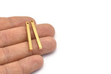 Minimalist Bar Pendant, 12 Raw Brass Bars, Necklace, Earring Findings (3x3x35mm) D0241