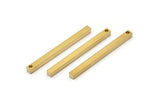 Tiny Necklace Bar, 12 Raw Brass Bars, Necklace, Earring Findings (3x3x40mm) D0243