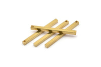 Tiny Necklace Bar, 12 Raw Brass Bars, Necklace, Earring Findings (3x3x40mm) D0243