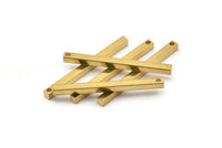 Tiny Necklace Bar, 12 Raw Brass Bars, Necklace, Earring Findings (3x3x40mm) D0243