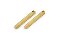 Tiny Bar Pendant, 12 Raw Brass Bars, Necklace, Earring Findings (3x3x30mm) D0240