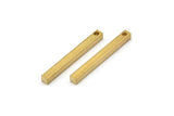 Tiny Bar Pendant, 12 Raw Brass Bars, Necklace, Earring Findings (3x3x30mm) D0240