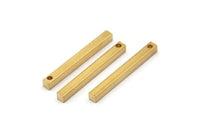 Tiny Bar Pendant, 12 Raw Brass Bars, Necklace, Earring Findings (3x3x30mm) D0240