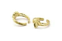 Brass Ring Settings, 3 Raw Brass Drop Ring With 1 Stone Setting - Pad Size 6x4mm D0214