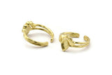 Brass Ring Settings, 3 Raw Brass Drop Ring With 1 Stone Setting - Pad Size 6x4mm D0214