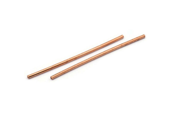 Copper Tube Beads - 30 Raw Copper Tube Beads (2x65mm)    D0366