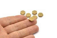 Brass Hexagon Charm, 12 Raw Brass Hexagon (10x3mm) D0372