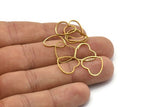 Heart Open Pendant,  24 Cutting Raw Brass Heart Connector  (13x14.3mm)    D0343