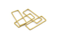 Brass Rectangle Connector, 50 Raw Brass Rectangle Connectors (9x24x0.8mm) D0329