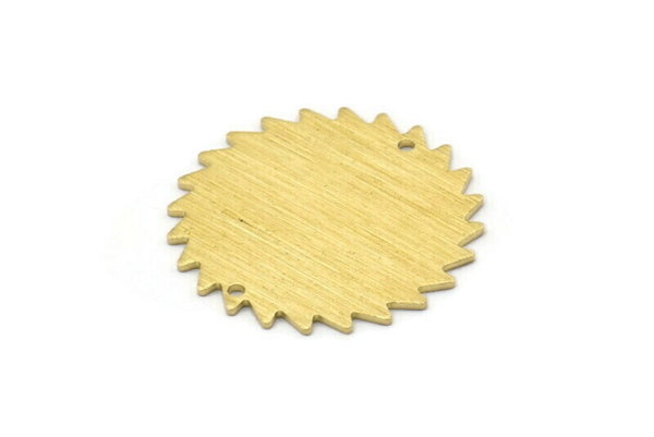 Brass Circle Charm, 2 Textured Raw Brass Circle Charms With 2 Holes, Brass Pendants, Findings, Connectors (25x0.80mm) M02138