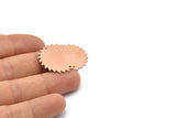 Copper Circle Charm, 2 Raw Copper Circle Charms With 2 Holes, Copper Pendants, Findings, Connectors (25x0.80mm) M02141