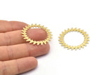 Brass Circle Charm, 2 Textured Raw Brass Circle Charms, Brass Connectors, Findings, Connectors (34x0.80mm) M02132