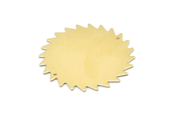 Brass Circle Charm, 2 Raw Brass Circle Charms With 2 Holes, Brass Pendants, Findings, Connectors (42x0.80mm) M02144