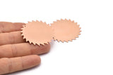 Copper Circle Charm, 2 Raw Copper Circle Charms With 1 Hole, Copper Pendants, Findings (42x0.80mm) M02149