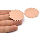 Copper Circle Charm, 2 Raw Copper Circle Charms With 2 Holes, Copper Pendants, Findings (42x0.80mm) M02150