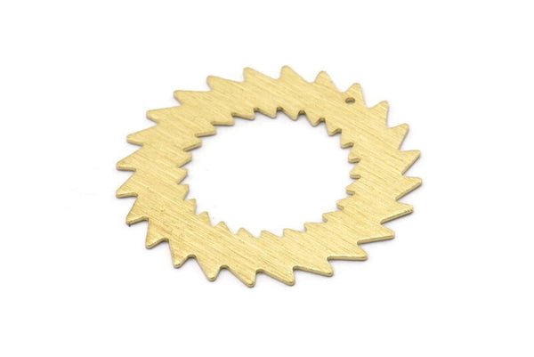 Brass Circle Charm, 2 Textured Raw Brass Circle Charms With 1 Hole, Brass Pendants, Findings (42x0.80mm) M02130
