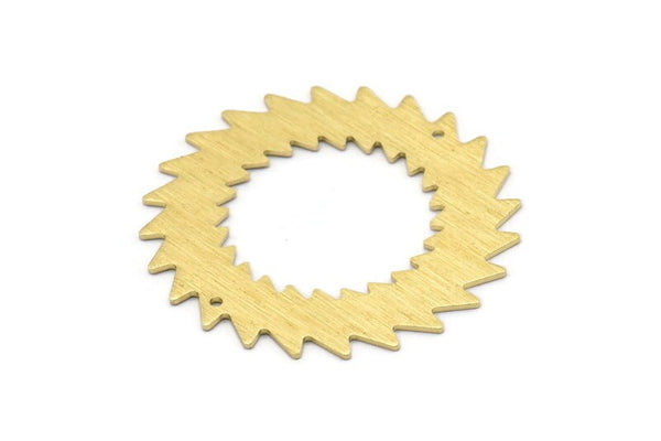 Brass Circle Charm, 2 Textured Raw Brass Circle Charms With 2 Holes, Brass Pendants, Findings, Connectors (42x0.80mm) M02155