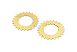 Brass Circle Charm, 2 Textured Raw Brass Circle Charms With 2 Holes, Brass Pendants, Findings, Connectors (42x0.80mm) M02155