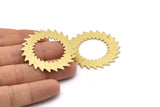 Brass Circle Charm, 2 Textured Raw Brass Circle Charms With 2 Holes, Brass Pendants, Findings, Connectors (42x0.80mm) M02155