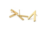Gold Earring, 4 Gold Plated Brass V Shaped Stud Earrings (19x15x1mm) M01212 A2272