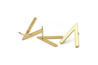 Gold Earring, 4 Gold Plated Brass V Shaped Stud Earrings (23x19x1mm) M01215 A2246