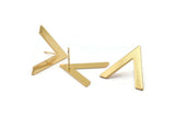 Gold Earring, 2 Gold Plated Brass V Shaped Stud Earrings (28x23x1mm) M01247 A2273