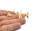 Gold Earring, 4 Gold Plated Brass V Shaped Stud Earrings (15x13x1mm) M01239 A2240