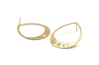 Gold Drop Earrings, 2 Gold Plated Brass Moon Phases Stud Earrings (45x36x0.80mm) M1006 A2276