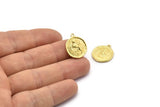 Brass Aries Charm, 4 Raw Brass Aries Charms With 1 Loop (17x20mm) F-91