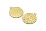 Brass Leo Charm, 4 Raw Brass Leo Charms With 1 Loop (17x20mm) F-94