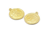 Brass Gemini Charm, 4 Raw Brass Gemini Charms With 1 Loop (17x20mm) F-87