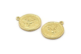 Brass Capricorn Charm, 4 Raw Brass Capricorn Charms With 1 Loop (17x20mm) F-96