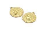 Brass Sagittarius Charm, 4 Raw Brass Sagittarius Charms With 1 Loop (17x20mm) F-89