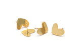 Gold Heart Earring, 4 Gold Plated Brass Heart Stud Earrings (14x11x1mm) M854 A2238 Q1087