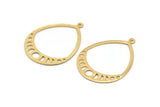 Gold Drop Earring, 2  Gold Plated Brass Moon Phases Drop Earrings With 1 Loop, Charms, Pendants, Findings (47x35x1mm) V130