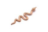 Rose Gold Snake Charm, 2 Rose Gold Plated Brass Snake Pendants With 1 Loop, Charms, Findings (53x13x1.8mm) N1600 H1373