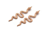 Rose Gold Snake Charm, 2 Rose Gold Plated Brass Snake Pendants With 1 Loop, Charms, Findings (53x13x1.8mm) N1600 H1373