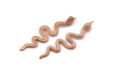Rose Gold Snake Charm, 2 Rose Gold Plated Brass Snake Pendants With 1 Loop, Charms, Findings (53x13x1.8mm) N1600 H1373