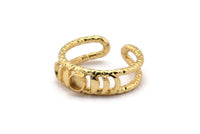 Gold Ring Settings, Gold Plated Brass Moon Phases Ring With 1 Stone Setting - Pad Size 4mm V134